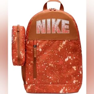 Nike Orange and White Splatter Backpack with Pencil Case